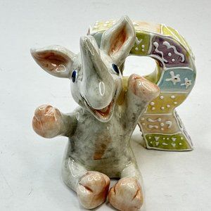 Vtg KOKO Originals “R” Rhino Alphabet Porcelain Figurine Nursery #KO25274